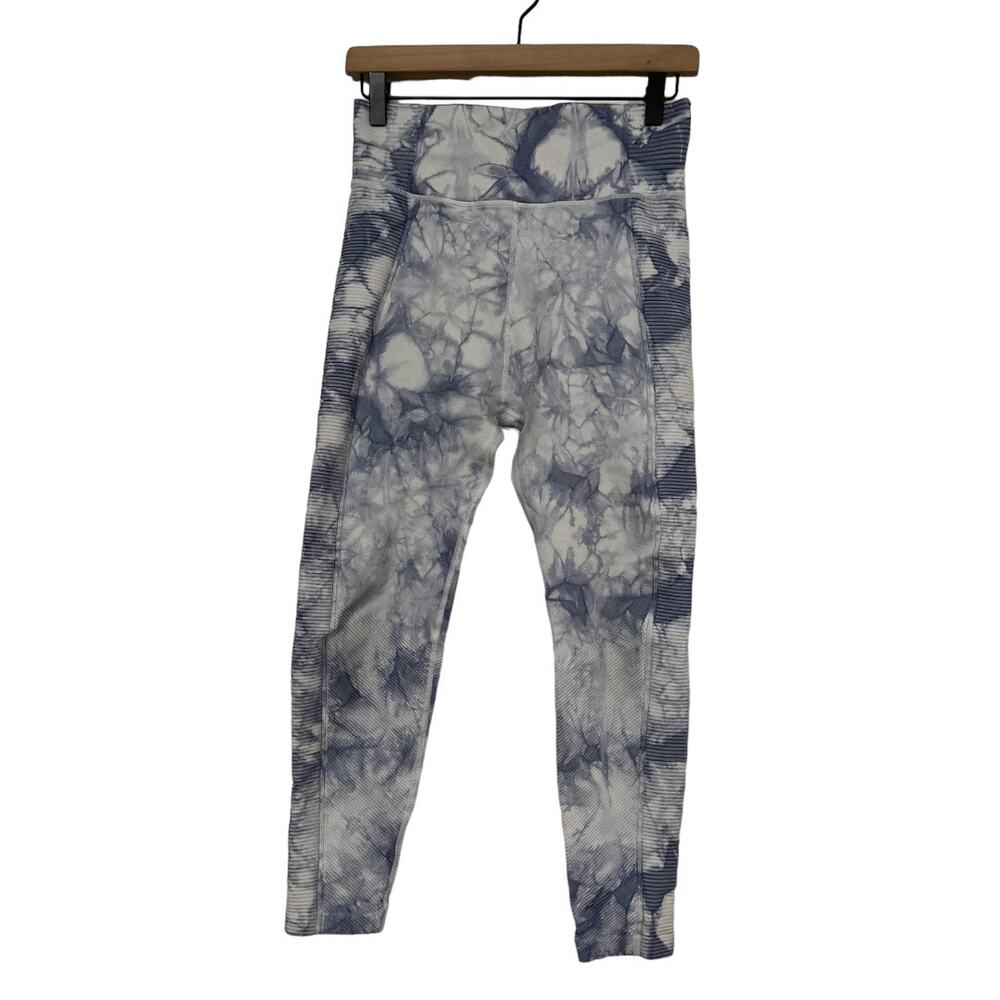 Offline by Aerie Purple and White Tie Dye Ribbed Cropped Leggings Size Large